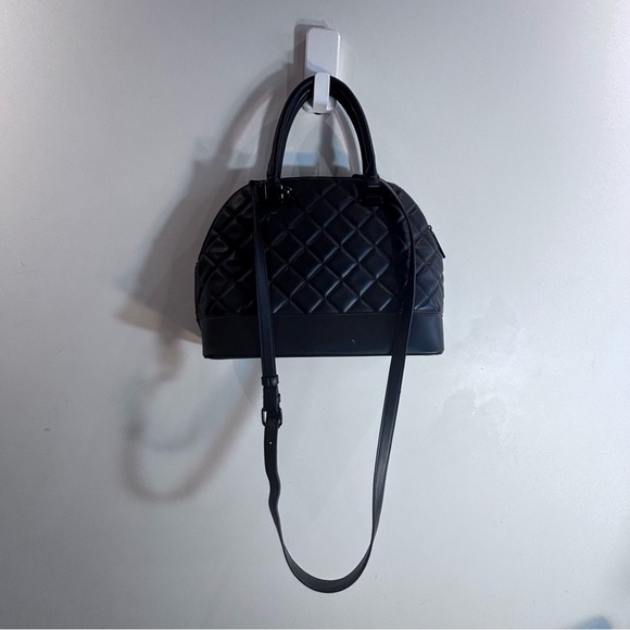 STEVE MADDEN Bowler Quilted Bag Top Handle and Crossbody Strap Vegan Leather - Picture 9 of 14